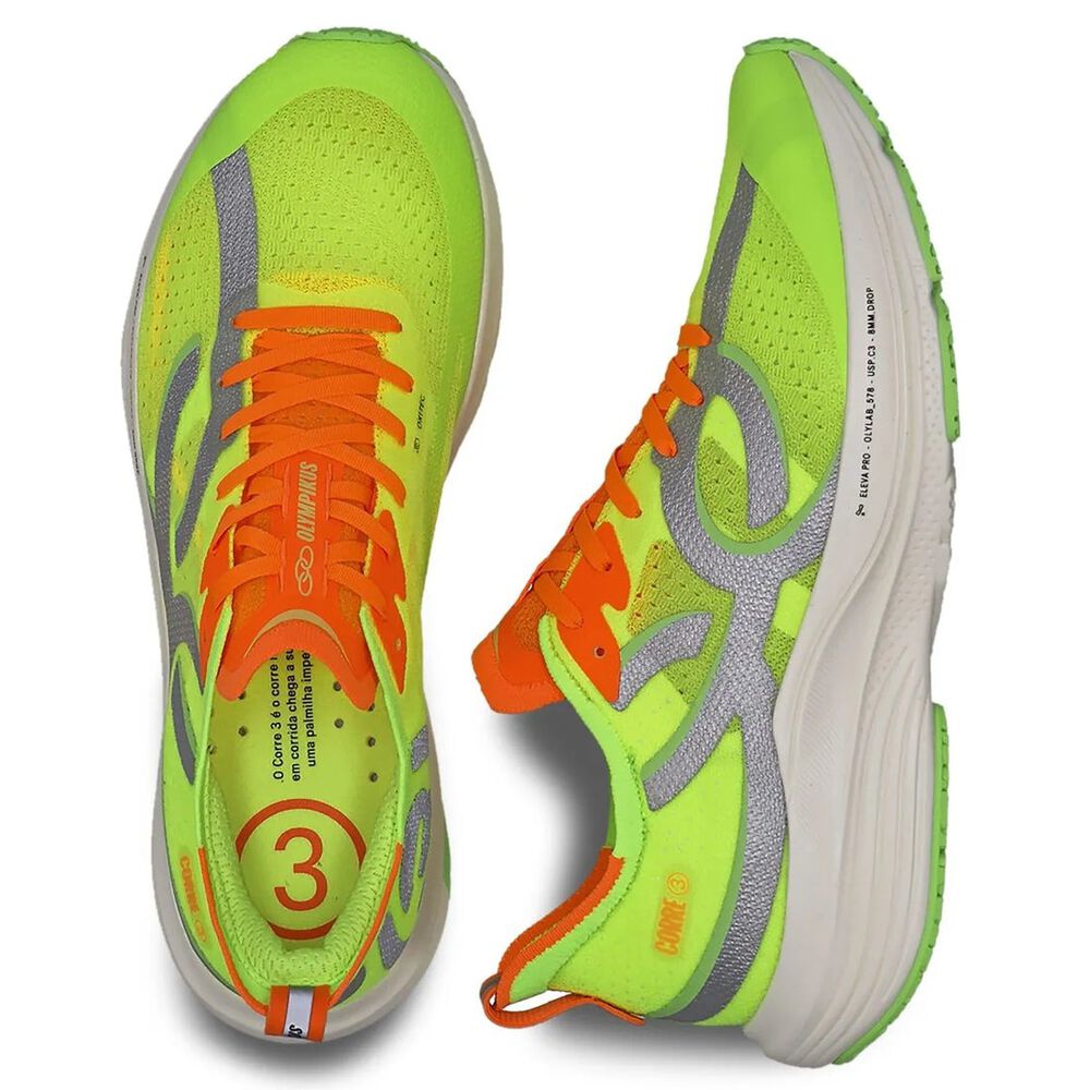Zapatilla Running Hombre Corre 3 Verde Neón image number 3.0